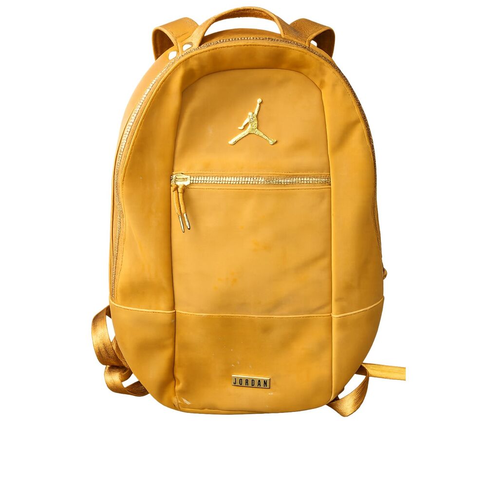 Nike Air Jordan Backpack Mustard Yellow Gold Jumpman School Bag Fair Condition
